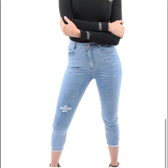 🎉HP x 2🎉High Waist Distressed Skinny Crops-Jian & Feng -Measurements in Pics - Picture 5 of 15